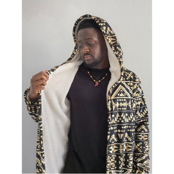 Black & Gold Tribal Microfleece Cloak