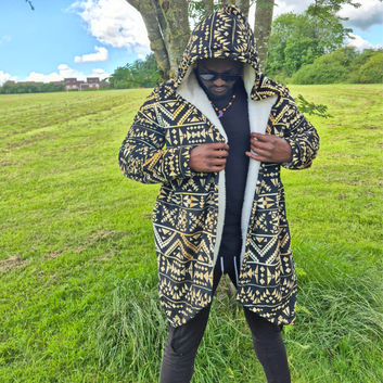 Black & Gold Tribal Microfleece Cloak