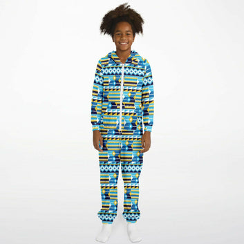 Blue Kente Patterned Jumpsuit - Kids & Youth