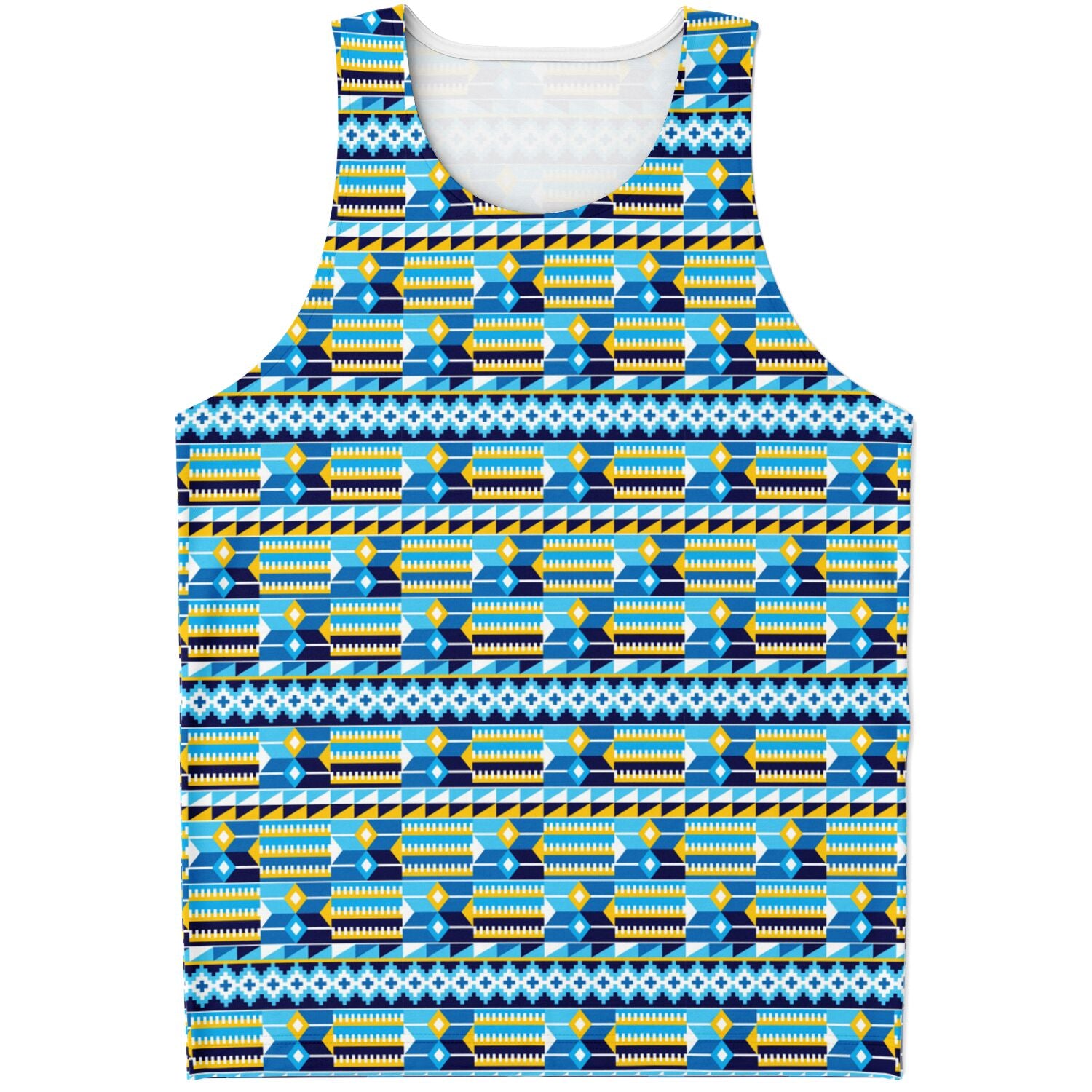 Blue Kente Patterned Tank Top