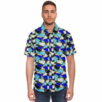 Ocean Blue & White Short Sleeve Shirt