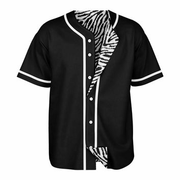 Zebra Fur & Black Reversible Baseball Jersey