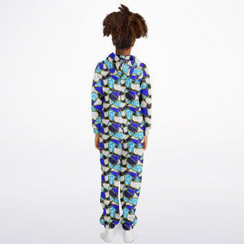 Ocean Blue & White Patterned Jumpsuit - Kids & Youth