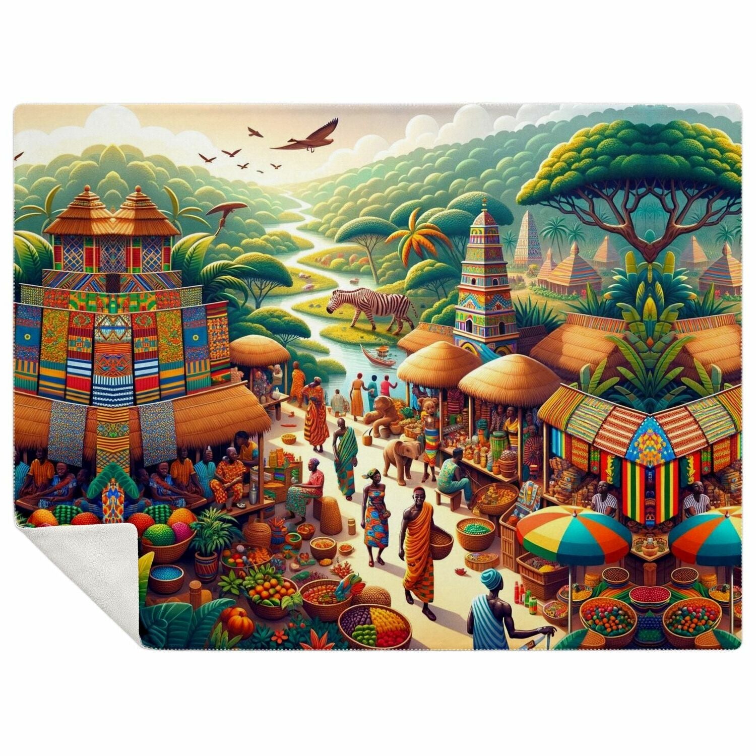 Village Paradise Premium Microfleece Blanket