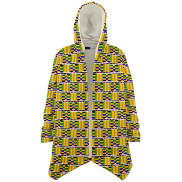 Yellow Kente Patterned Microfleece Cloak