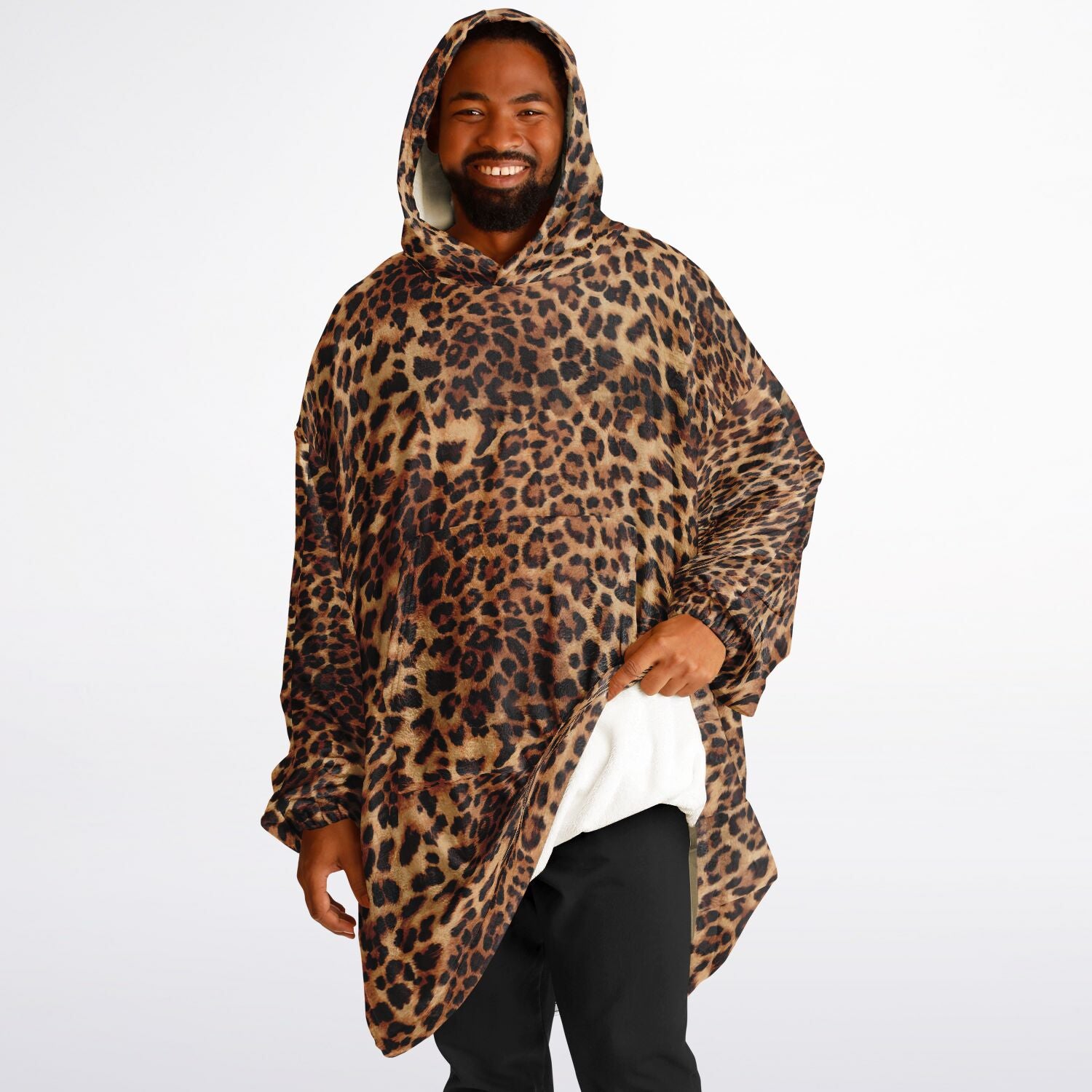 Leopard Fur Hooded Blanket - Teen & Adult