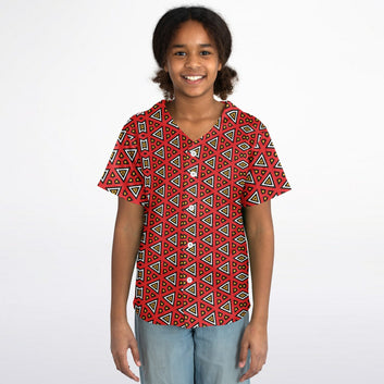 Red Samakaka Patterned Baseball Jersey - Youth