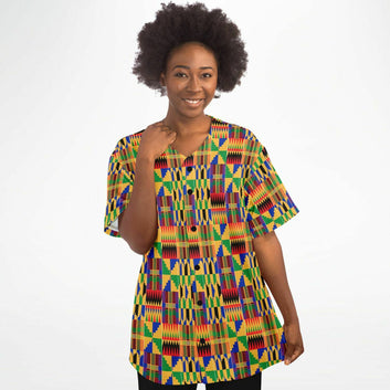 Original Kente Patterned Baseball Jersey