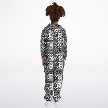 Black & White Kente Patterned Jumpsuit - Toddler