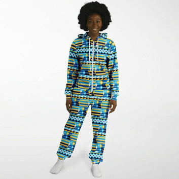 Blue Kente Patterned Jumpsuit - Teen & Adult