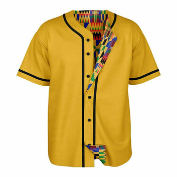 Original Kente Patterned & Orange Reversible Baseball Jersey