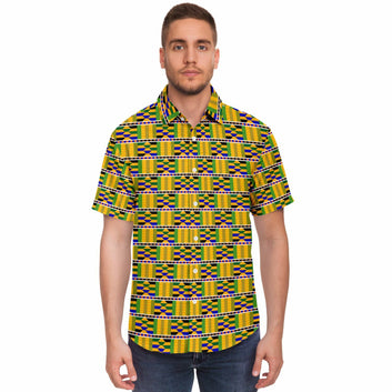 Yellow Kente Short Sleeve Shirt