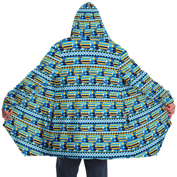 Blue Kente Patterned Microfleece Cloak