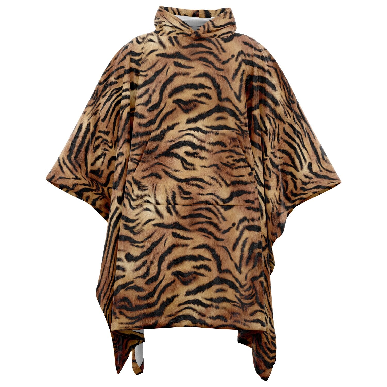 Tiger Fur Flannel Blanket Poncho