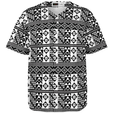 Black & White Patterned Kente Baseball Jersey - Teen & Adult