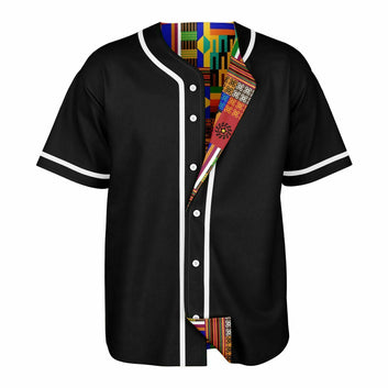 Multi-Patterned & Black Reversible Baseball Jersey