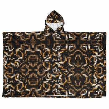 Tribal Camouflage Dark Flannel Blanket Poncho