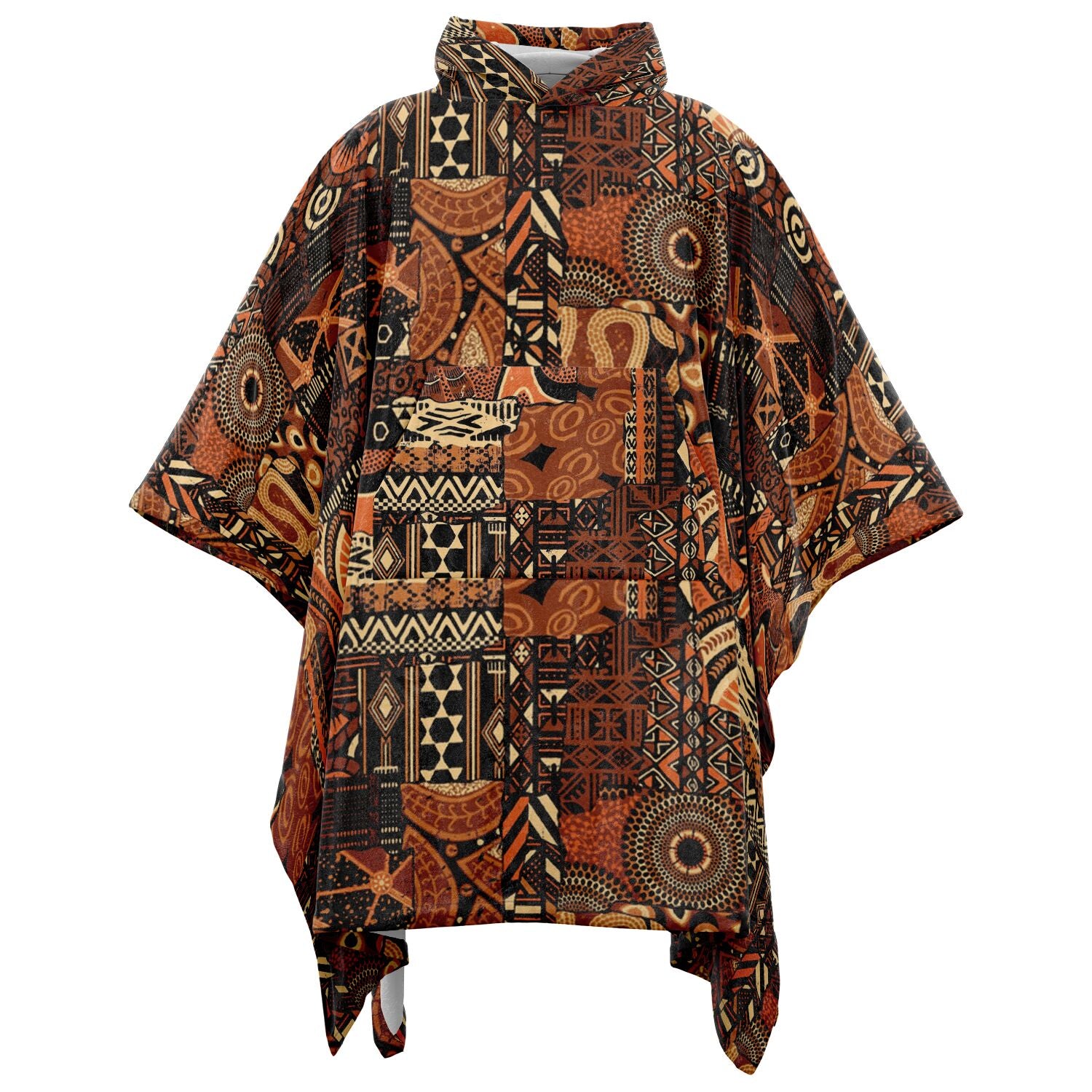 Brown Mudcloth Flannel Blanket Poncho
