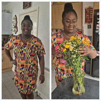 Original Kente Patterned Baseball Jersey Dress