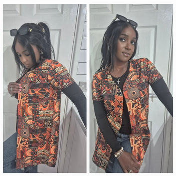 Brown Mudcloth Baseball Jersey Dress